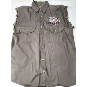 Vintage‎ Style American Trucker Sleeveless Shirt Cutoff Biker Vest Coast M Flag
